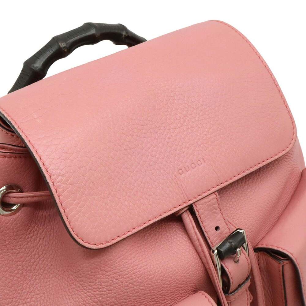 GUCCI Pink Leather Bamboo Shoulder Bag - Picture 8 of 10